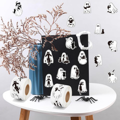 1000 Halloween Ghost Holding Cat Sticker Rolls (2 Rolls), 16 Designs Decals