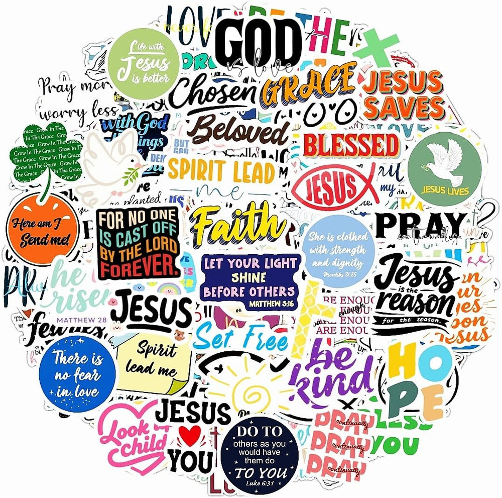 300PCS Inspirational Christian Stickers, Vinyl Waterproof Jesus Bible Verse Stic