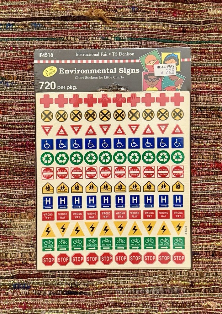 vintage ts denison / IF ~ environmental road sign chart stickers ~ nip