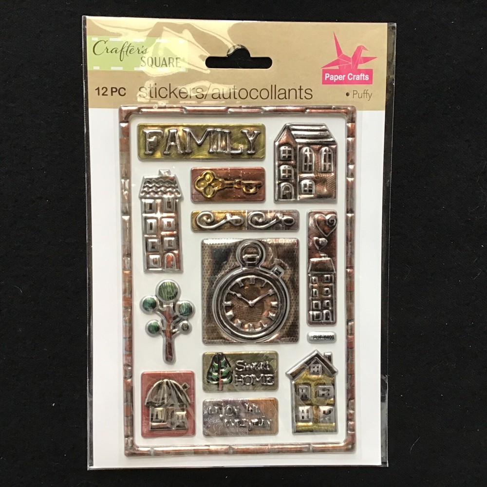 Crafters Square Family Puffy Stickers Vintage Look Sticker St-249