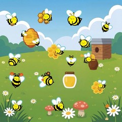 500 Pcs Waterproof Bee Stickers 25 Sheets 20 Styles Cartoon Self-Adhesive Honey