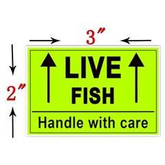 Fluorescent Green Live Fish Shipping Labels 2×3 Inch Stickers for Packages NEW