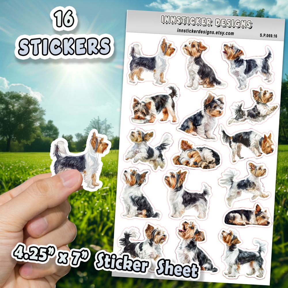 Biewer Terrier Dog Stickers for Journals, Scrapbooks, Planners, Glossy, Matte