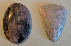 LOT 2 stone cabochons roughly 2×1.5 inches each pink hues