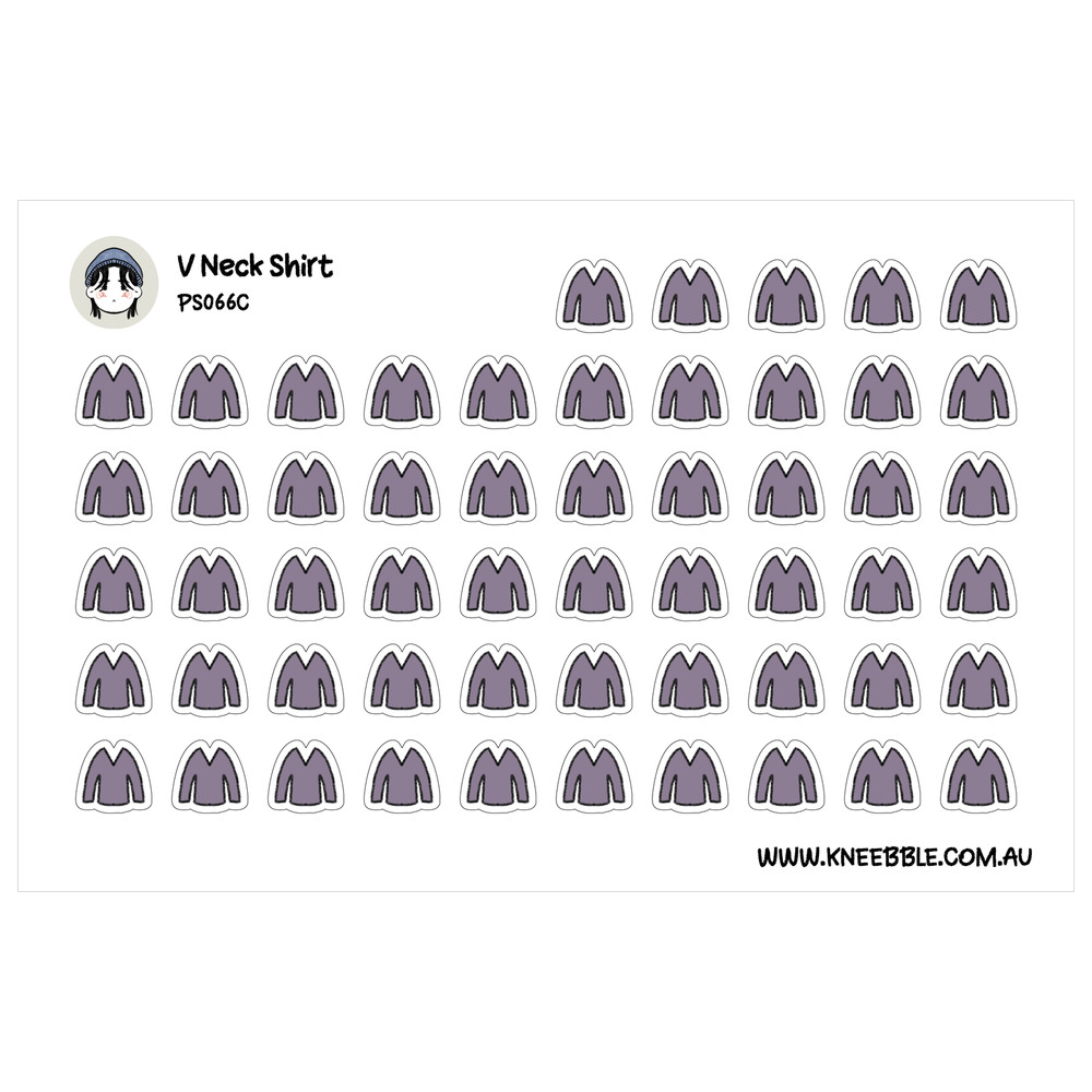 V Neck Long Sleeve Shirt Planner Stickers – Stylish Fashion Decals for Organizin