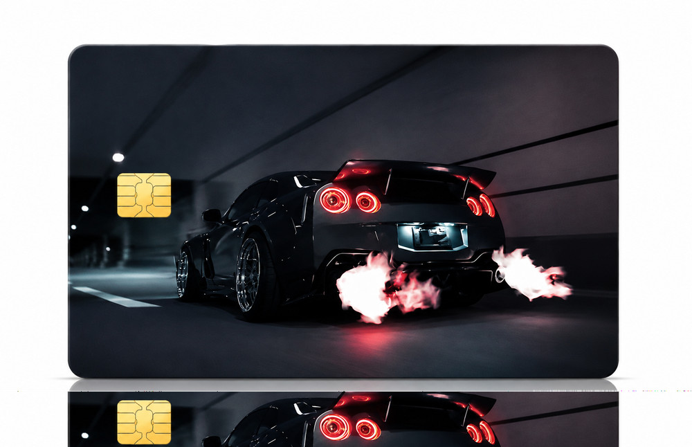 Black Race Car Booster Debit Card Credit Card Vinyl Skin Cover Waterproof