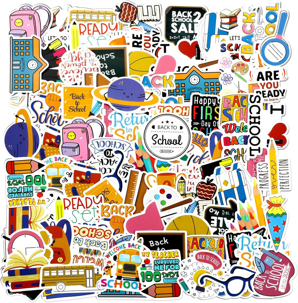 100 Pcs Back to School Stickers for Scrapbooks, Laptops, Water Bottles, DIY Craf