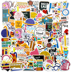 100 Pcs Back to School Stickers for Scrapbooks, Laptops, Water Bottles, DIY Craf