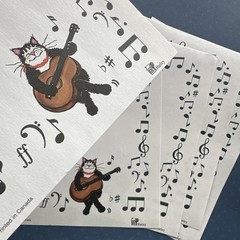 Vintage 80s 90s Hatley Cat Guitar Music Notes Note Stationary Paper Sheets