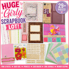 Girl Scrapbook Supply Lot Pink Pastel Paper Stickers Embellishments Card Making