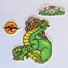 Vtg Illuminations Fantasies Dragons Castle Stickers 80s Lot of 3