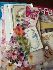 #742 – RANDOM 15 PCS VINTAGE FLORAL SCRAPBOOK JUNK JOURNAL KIT / LOT