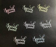 «Special Friend» word die cut embellishments Choose Color 6 pcs 1-1/2″ x 2-1/4″