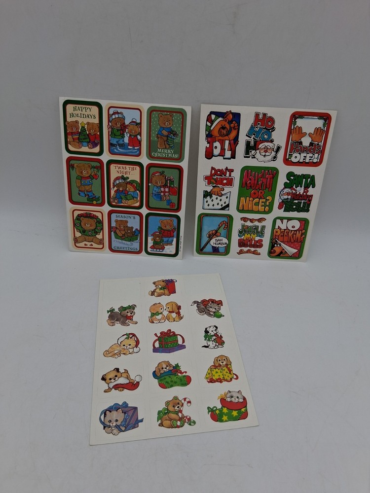 Vintage Christmas Sticker Sheets Lot of 3 Paper Magic