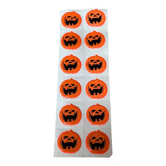 Vtg Puffy Pumpkin Stickers Halloween Jack‑O‑Lantern Sheet 12pcs Craft Decor 1″