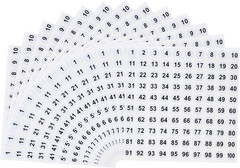 25 Sheets 1 to 100 Vinyl Consecutive Number Stickers Small Round Inventory La…