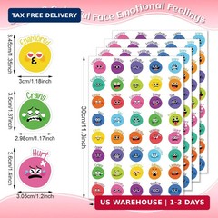 800 Pieces Face Emotion Feelings Stickers for Kids 1.4 Inch Funny Mood Incentive