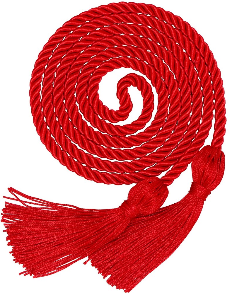 Red Graduation Honor Cord 67 Inch Braided Rope With Tassel For Ceremony