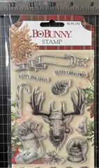 New BO BUNNY Rubber Stamp clear cling set CHRISTMAS TREASURES free USA ship