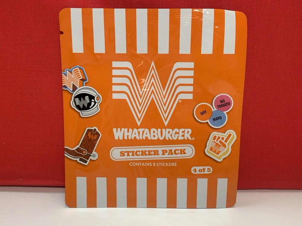 2026 Whataburger Kids Meal Sticker Pack #4 of 5 Collectible Sealed Package of 8
