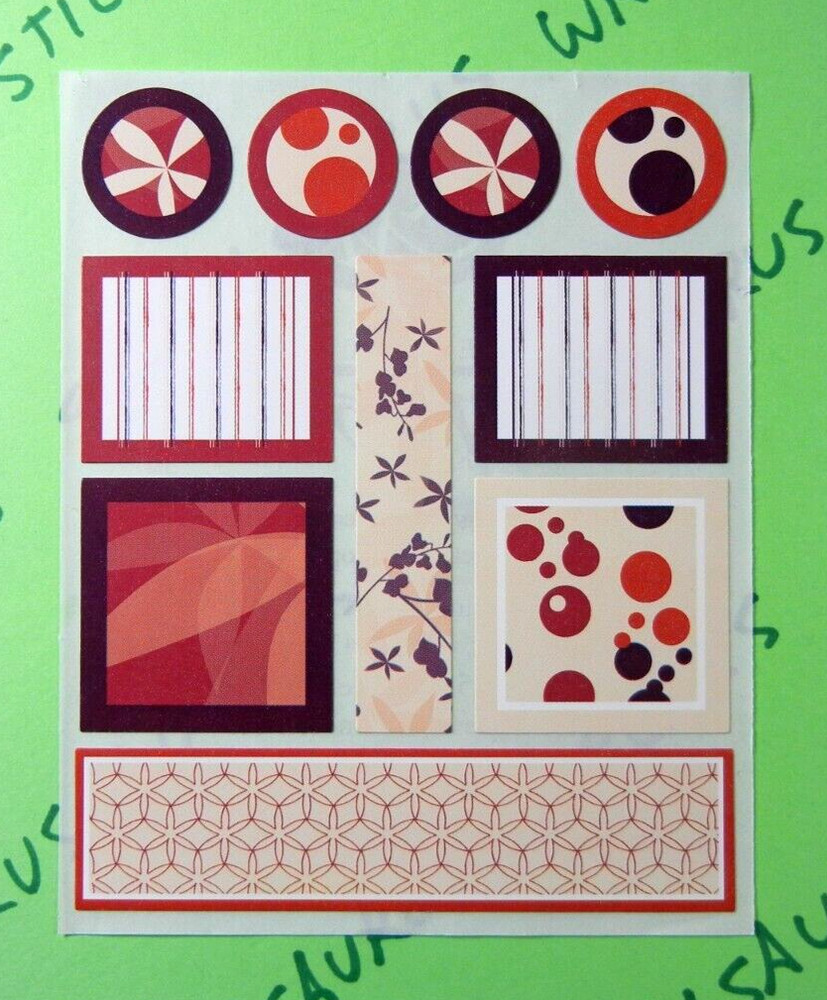 Creative Memories Cherry Red & Browns Shape Stickers Sheet