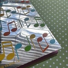 Vintage 80s 90s Hambly Notepad Studios Music Note Mirror Foil mini notebook