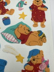 Vintage Disney Fuzzy Winnie The Pooh Piglet Stickers Sandylion – 1 Sheet NOP