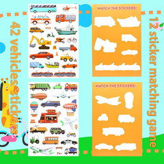 Jelly Sticker Books for Toddlers 2-4 Years, Reusable Sticker Book (Vehicles)