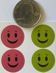 SMILEY FACE Stickers(28pcs) Happy•Children•Kids•Circles •Blue•Yellow•Green•Pink•