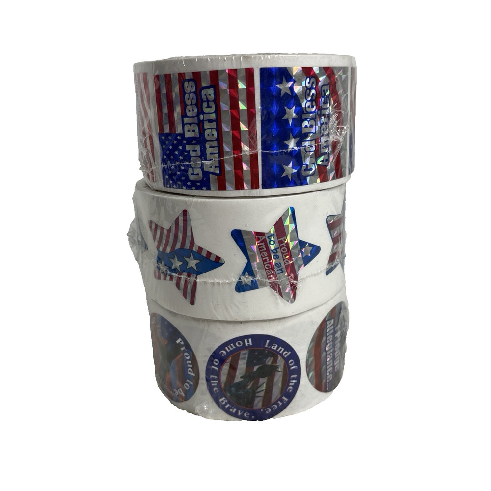 USA Red White Blue Halogram Sticker Rolls 3 Sealed