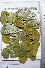 LEAVES SILVER GREY & OLIVE GREEN 50PkPaper – MED 35mmLong x 25mmWide Manor House