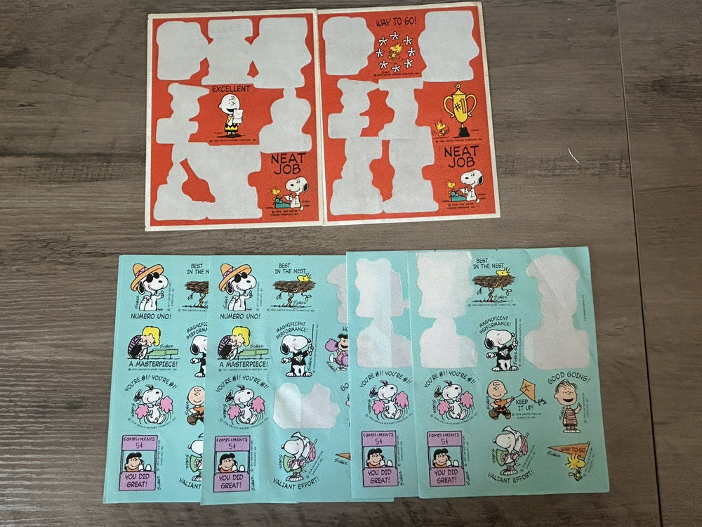 VTG SNOOPY stickers 8 sheets total~ 3 full