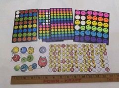 Vtg Mixed Lot Of Sticker Sheets Smiley Faces Neon Emotion Emoticons Multi Size