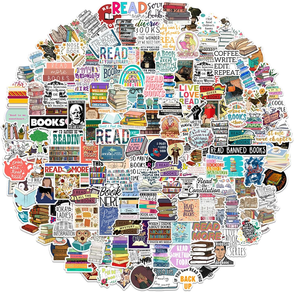 200PCS Bulk Book Stickers, Inspirational Reading Water Bottle Stickers