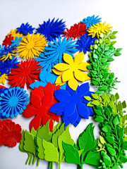 Lot 200 Mixed Flowers & Leaves Die Cuts, Scrapbook, Embellishments Greeting Card