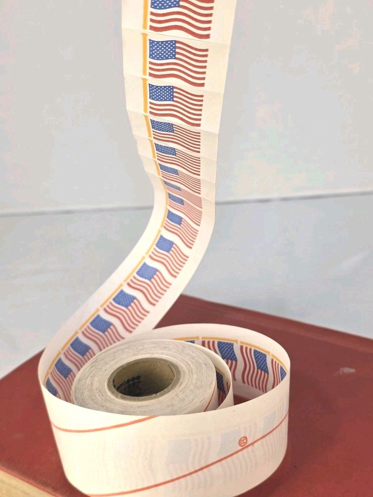 Vintage Roll Of American Flag Stickers 1980s Patriotic Scrapbooking Nostalgic