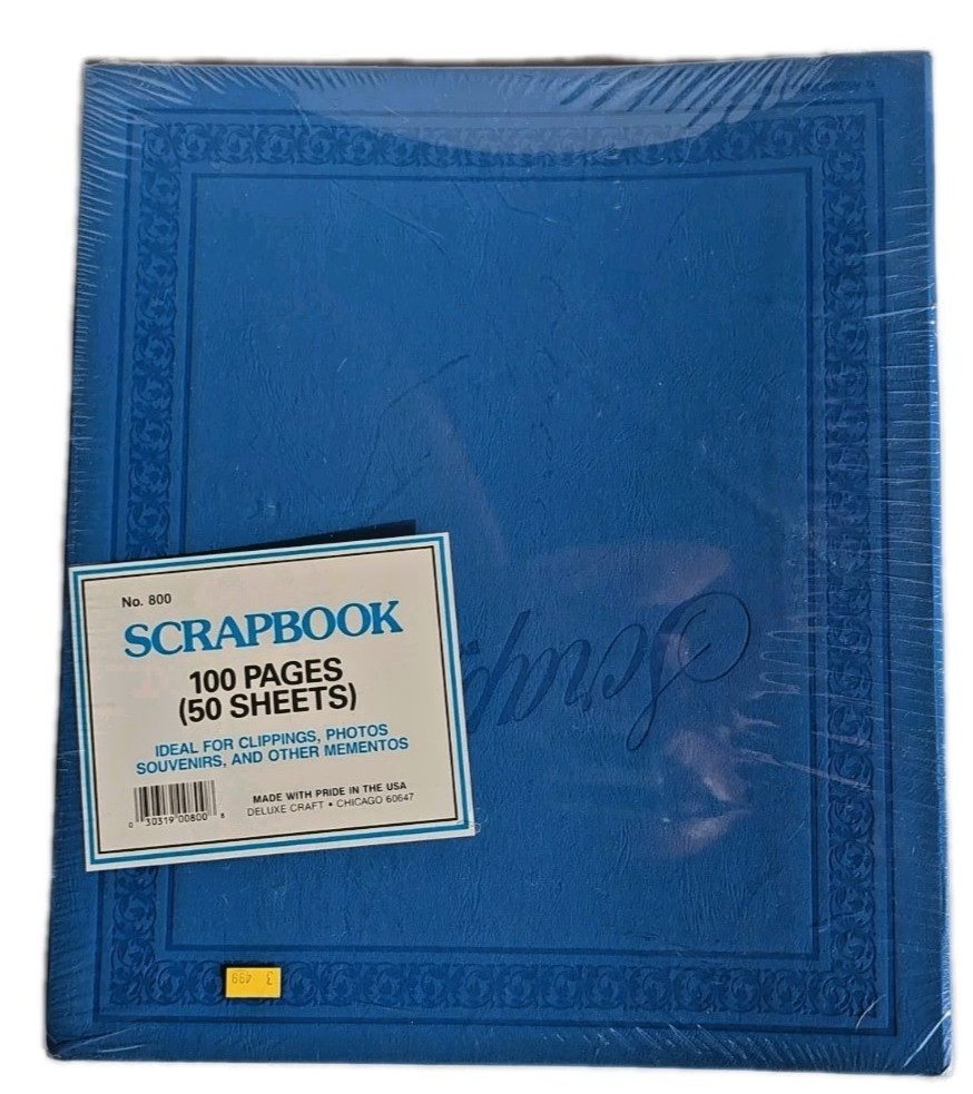No. 800 Blue Vintage Scrapbook Deluxe Craft 100 Pages 50 Sheets Made in the USA
