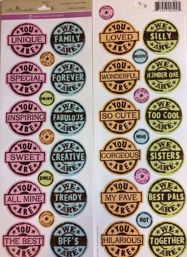 Miss Elizabeth’s WE ARE YOU ARE Mine Circle Mylar Stickers Love Romance Wedding