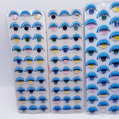 NOS Vintage 4 sheets 1980s Puffy Googly Eyes Stickers various sizes colors Set2