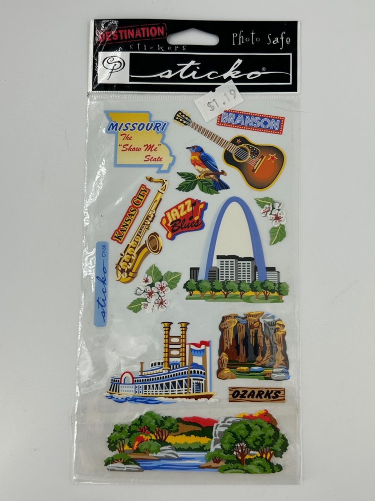 Sticko Destination Stickers Missouri Travel Theme 1 Sheet Photo Safe