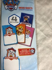 Paw Patrol Memo Sheets 4 Styles 16 Sheets New