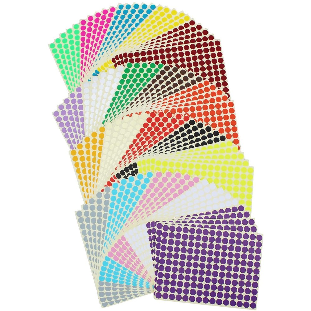 16500 Round Dot Stickers 3/8″ Color Coding Labels – 20 Colors, 100 Sheets