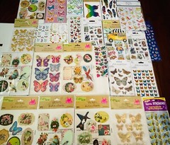 Large Sticker Lot Themed Birds Butterflies feathers Flowers Plants Farmhouse