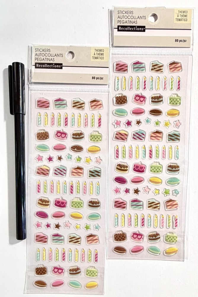 Tiny Cake Recollections Stickers Scrapbooking Card Journal Planner 2 pks