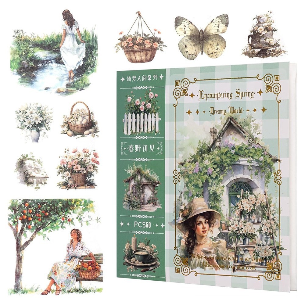 Garden Junk Journal Stickers, 50 Sheets, Scrapbook Supplies, Watercolor4361