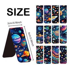 Set of 6 Universe Galaxy Magnetic Bookmarks, Starry Sky Magnet Page Book Markers