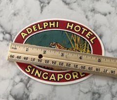 Adelphi Hotel Singapore Luggage Sticker Travel Label Tag Memorabilia Tigers