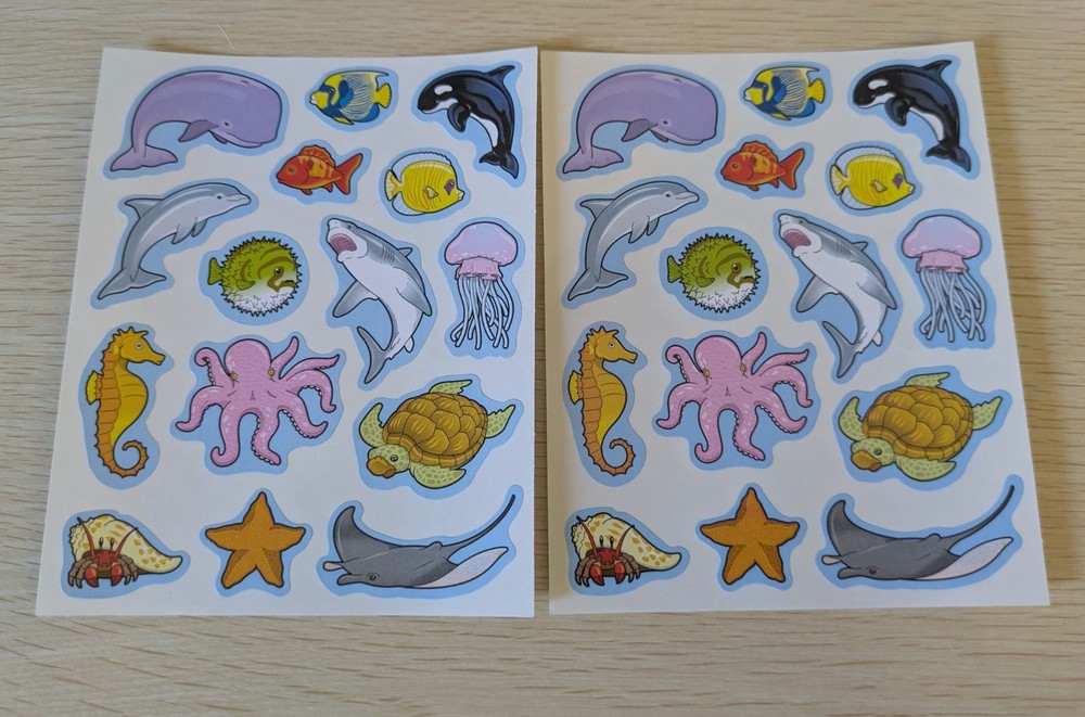 2 Sheets Vintage Carson-Dellosa Realistic Sea Life Stickers, 30 Stickers