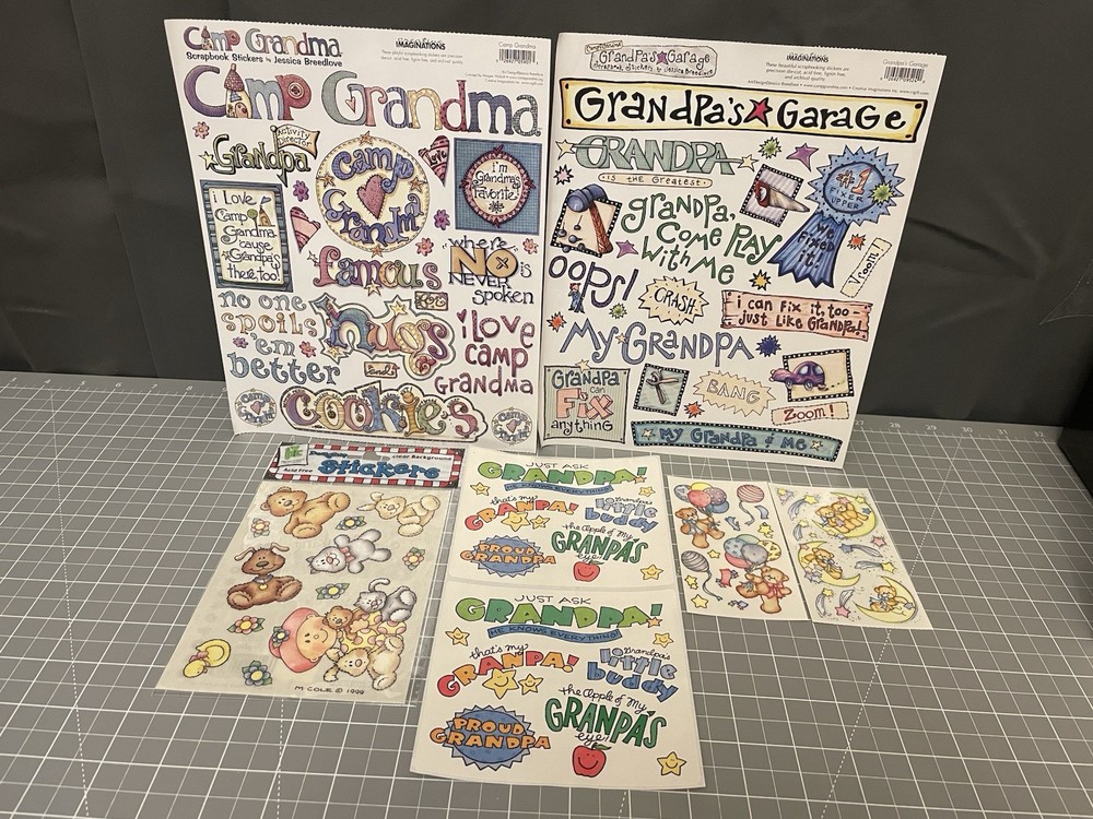 Vintage 1999 Scrapbook Sticker Lot Grandma Grandpa Baby Bears Memory Planning