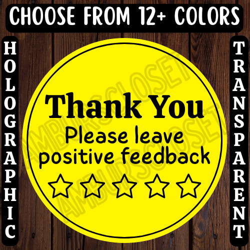 40 THANK YOU STICKERS 2″ ROUND LABELS SEALS SMALL BUSINESS REVIEW 5-STAR